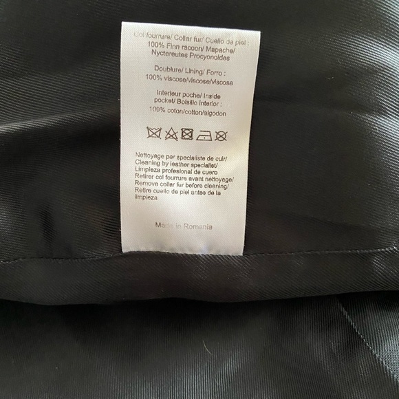 Sandro Manoli Fur Trim Leather Panel Wool Coat Gray - Picture 9 of 11